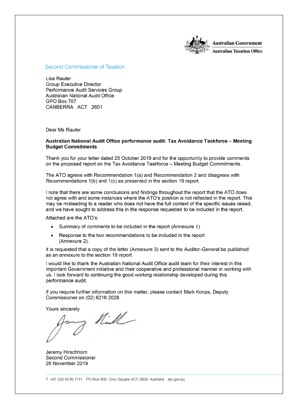 Page 1 of the Australian Taxation Office's response Page 1 of the Australian Taxation Office's response