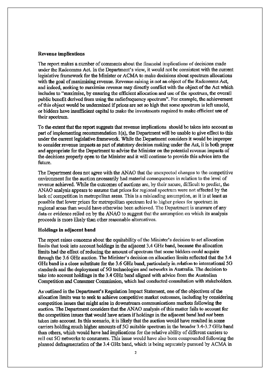 Page 2 of the response from the Department of Communications and the Arts Page 2 of the response from the Department of Communications and the Arts