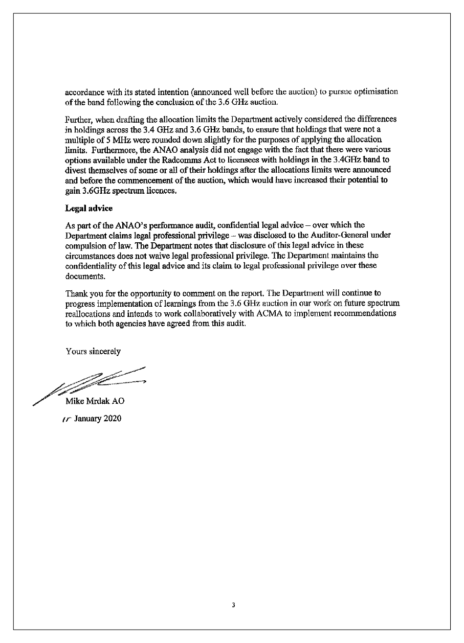 Page 3 of the response from the Department of Communications and the Arts Page 3 of the response from the Department of Communications and the Arts
