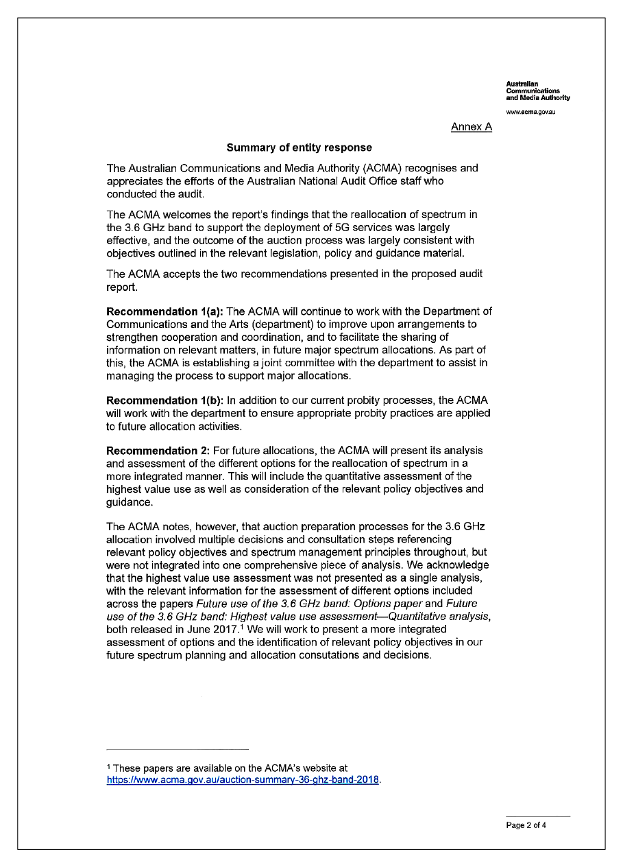 Page 2 of the response from ACMA Page 2 of the response from ACMA