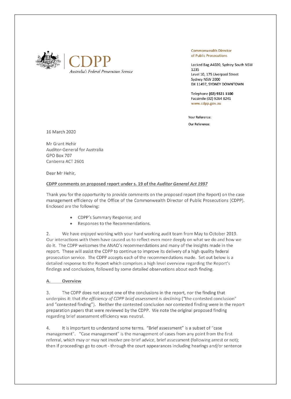Page 1 of the entity's response Page 1 of the entity's response