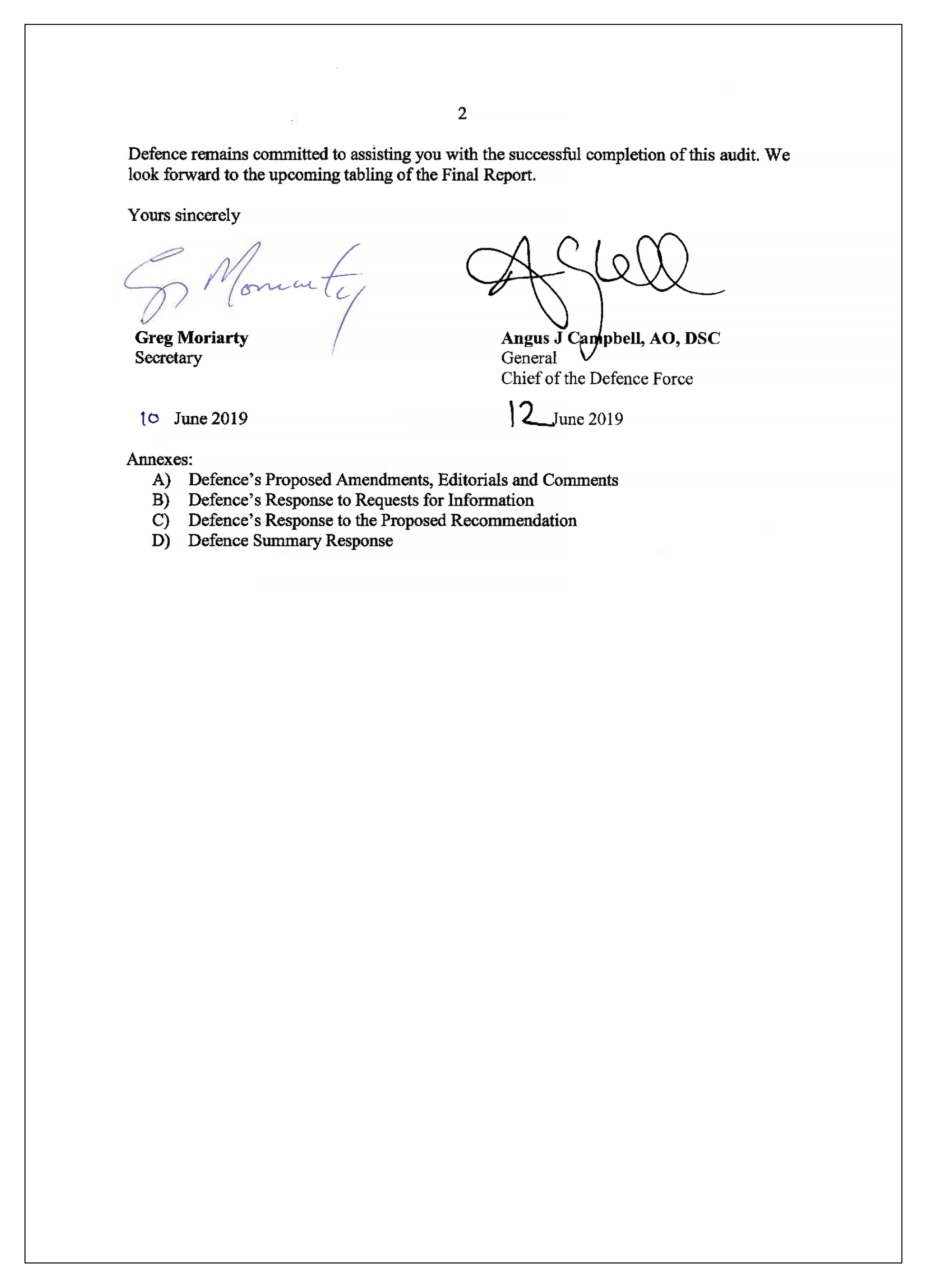 Defence response letter page 2