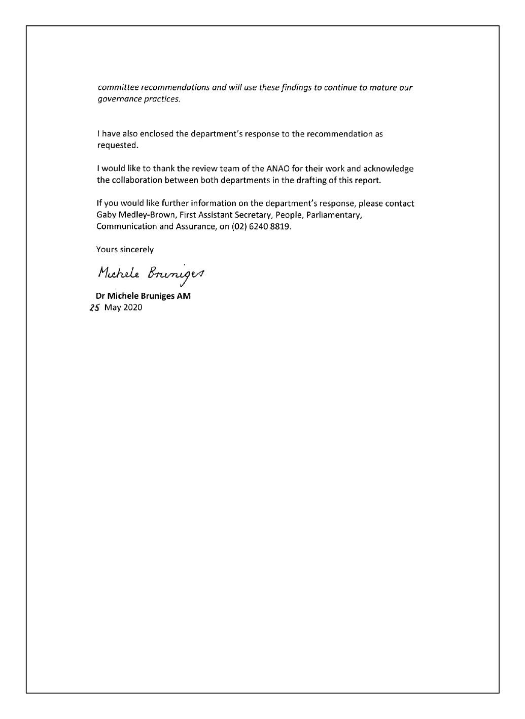Page 2 of the response from the Secretary of the Department of Education, Skills and Employment Page 2 of the response from the Secretary of the Department of Education, Skills and Employment
