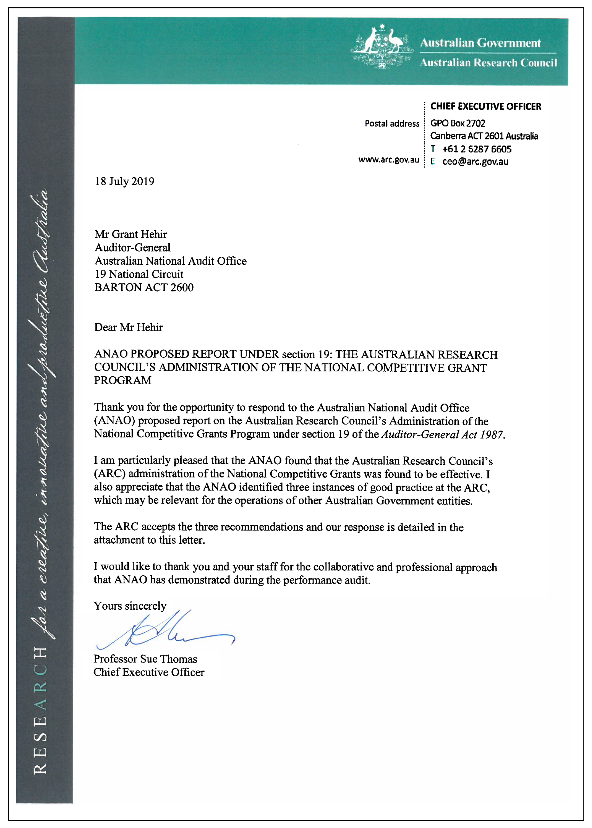 ARC response letter