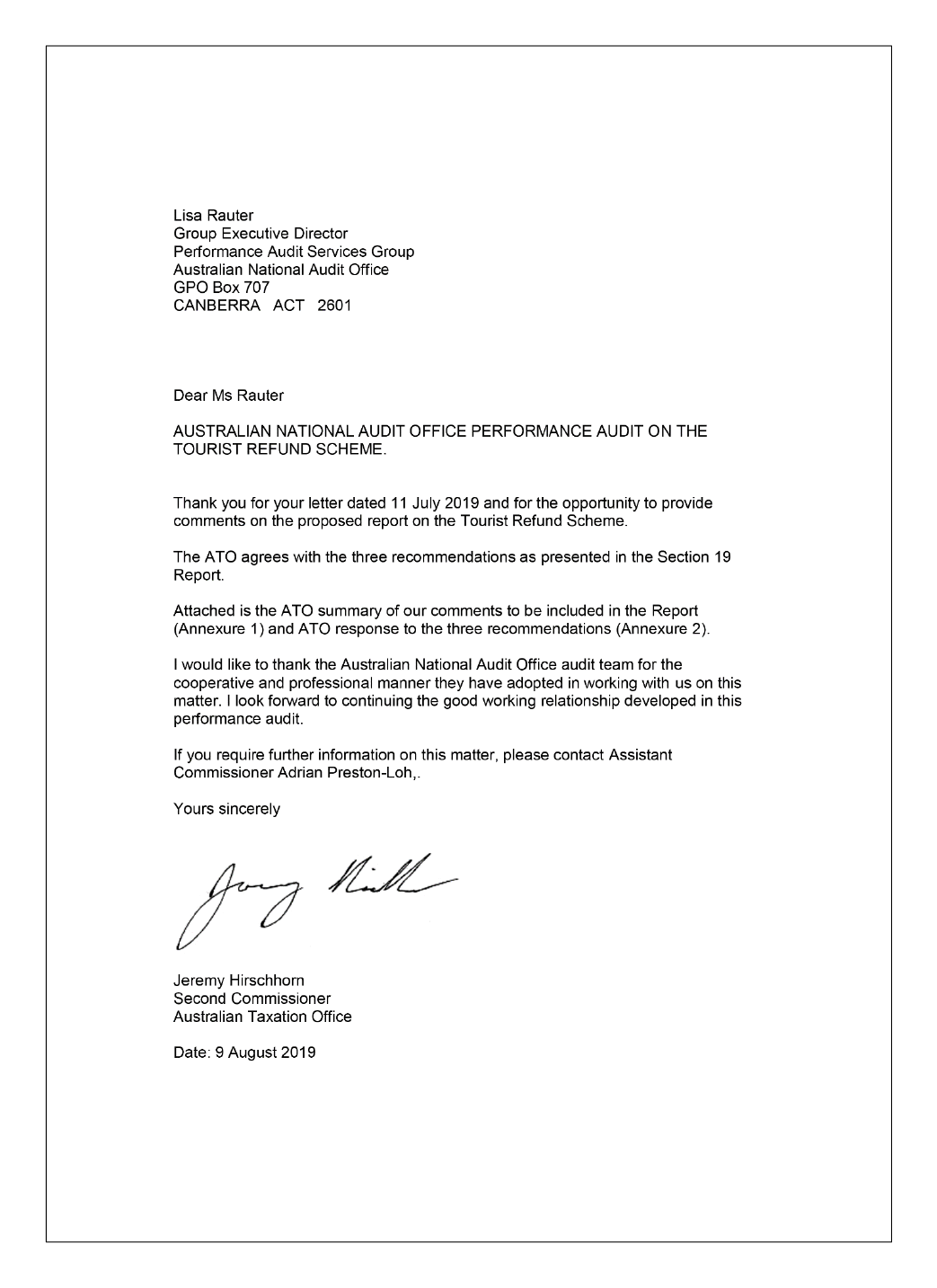 The Australian Taxation Office's response The Australian Taxation Office's response