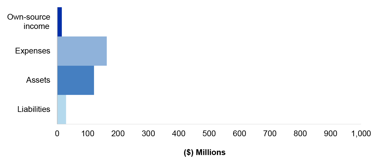 Figure 4.15.1 shows DPS’ departmental estimated actuals for the year ended 30 June 2020 as per the 2019-20 Portfolio Budget Statements, categorised by financial statement classification of, own source income, expenses, assets and liabilities, with the key areas of financial statements risk as per Table 4.15.3.