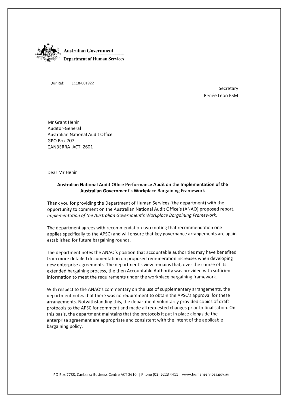 Entity response DHS page 1