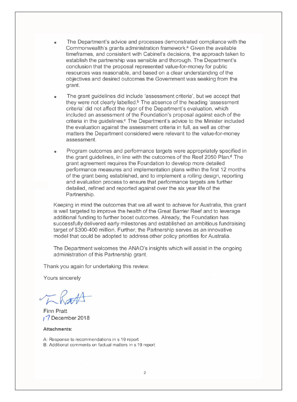 Department of the Environment and Energy entity response page 2