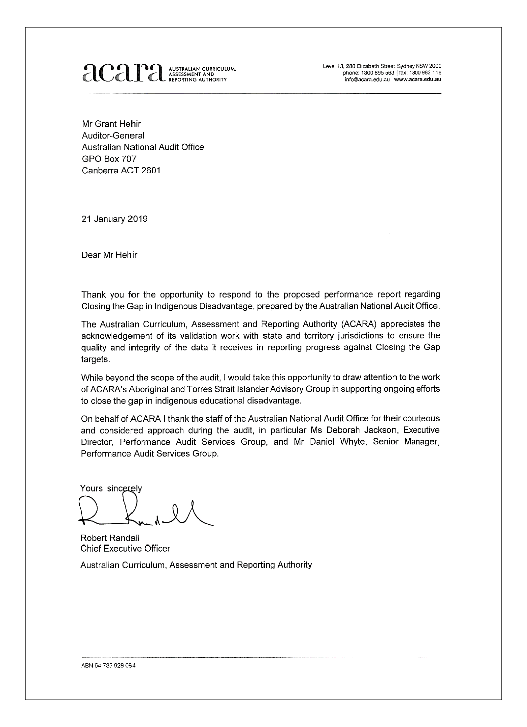 ACARA response