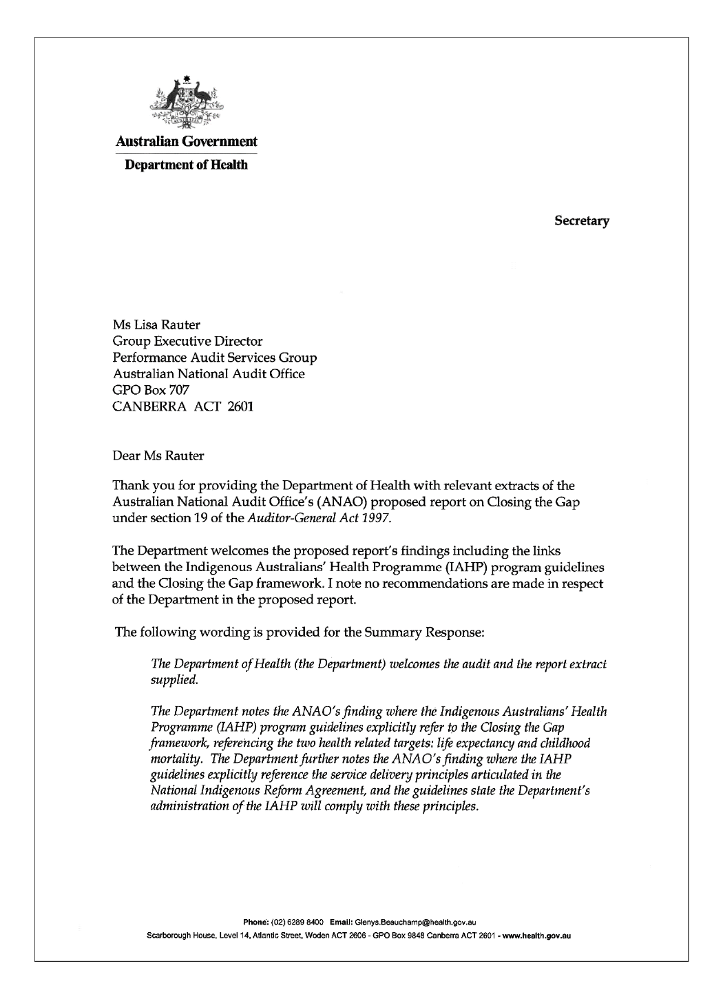 Health response page 1