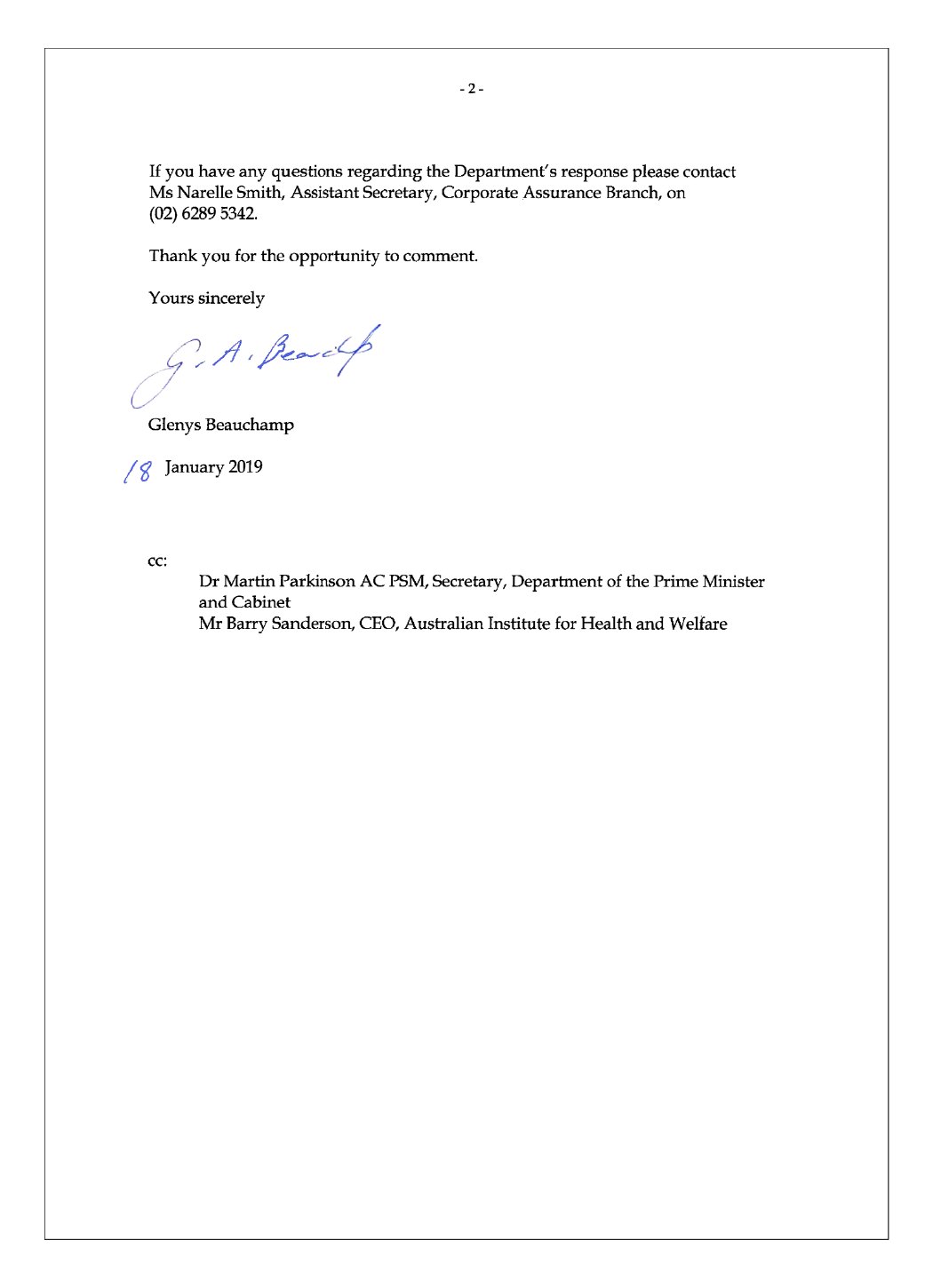 Health response page 2