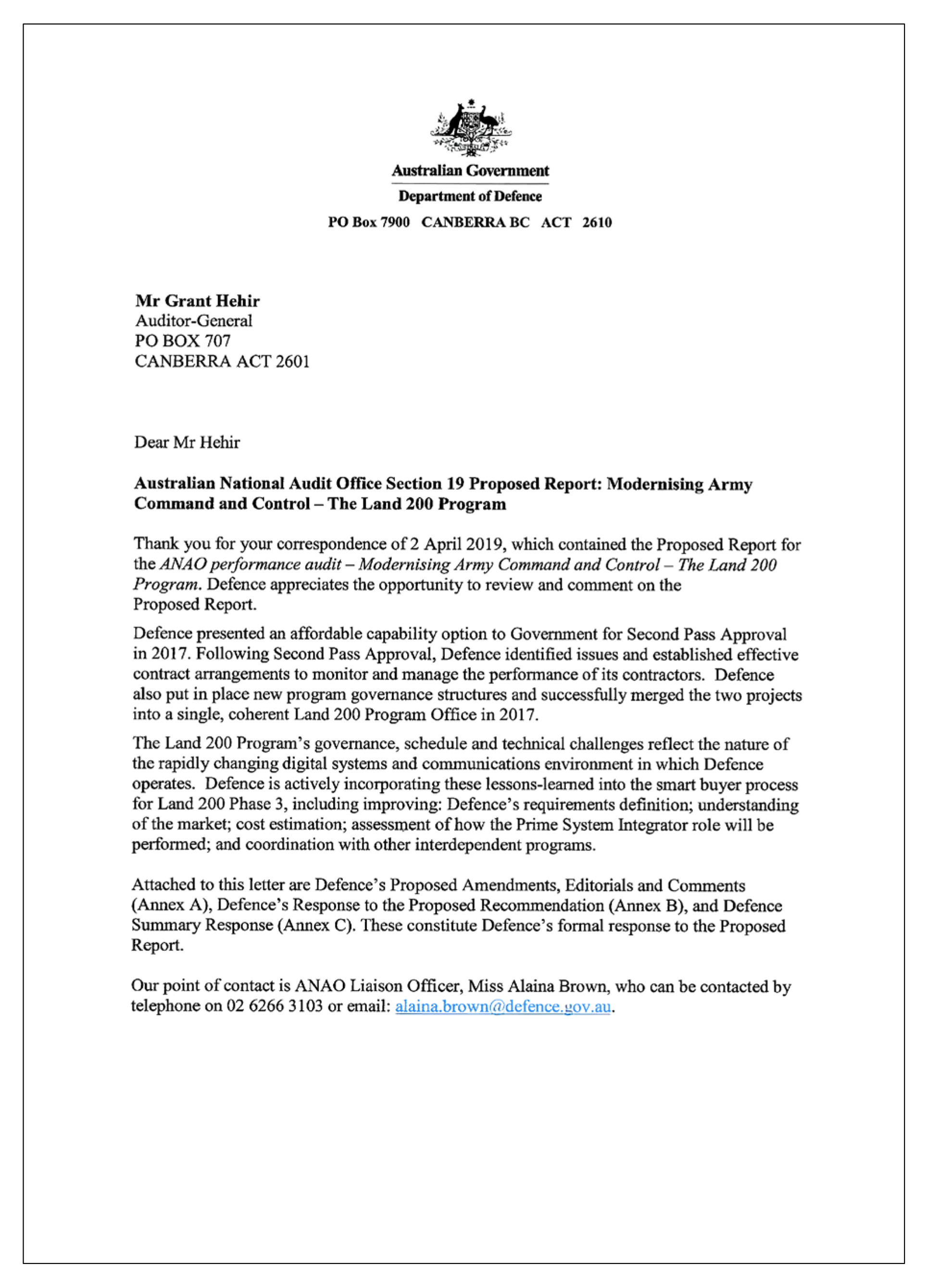 Defence entity response page 1 Defence entity response page 1