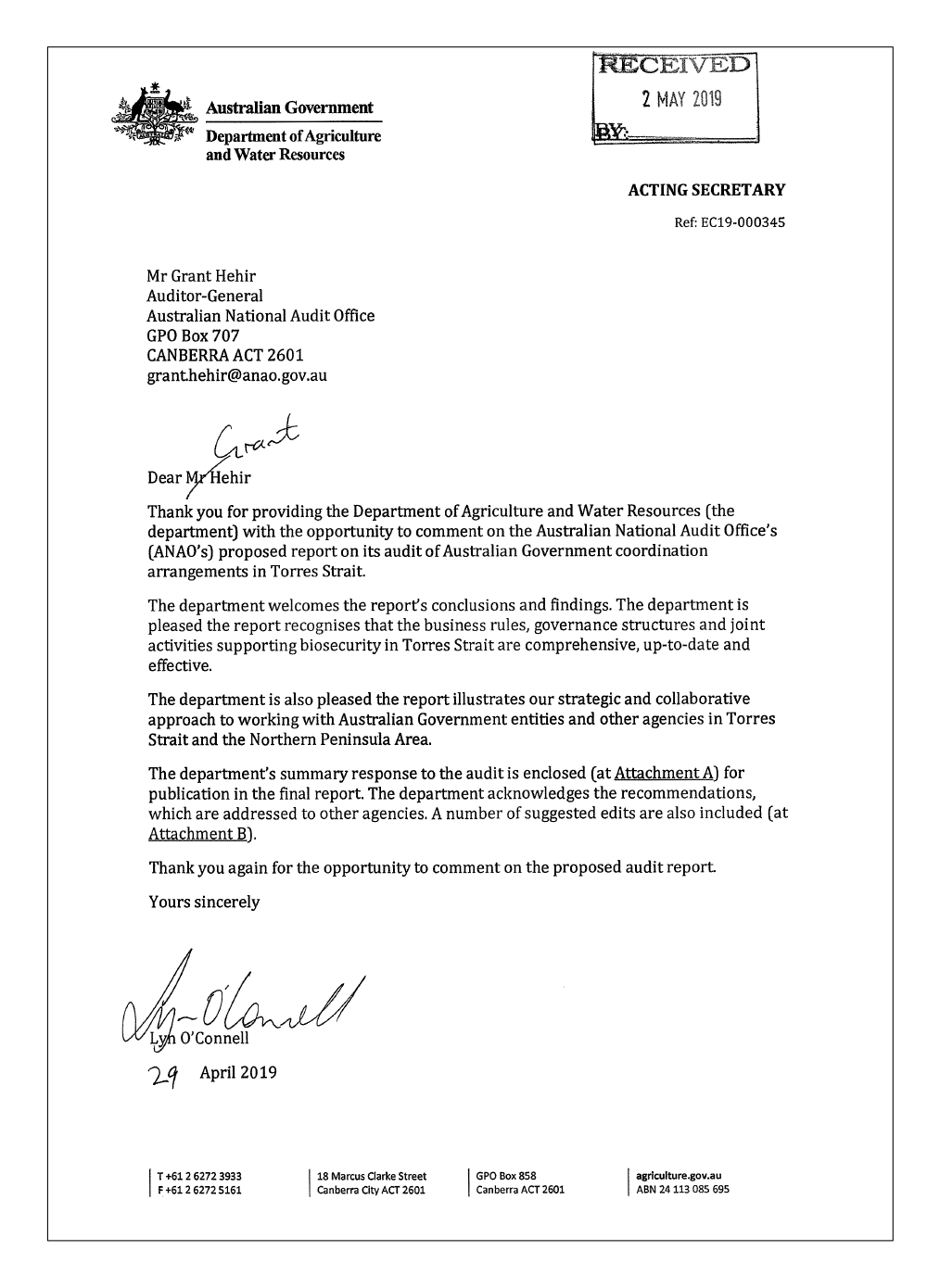 DAWR response letter