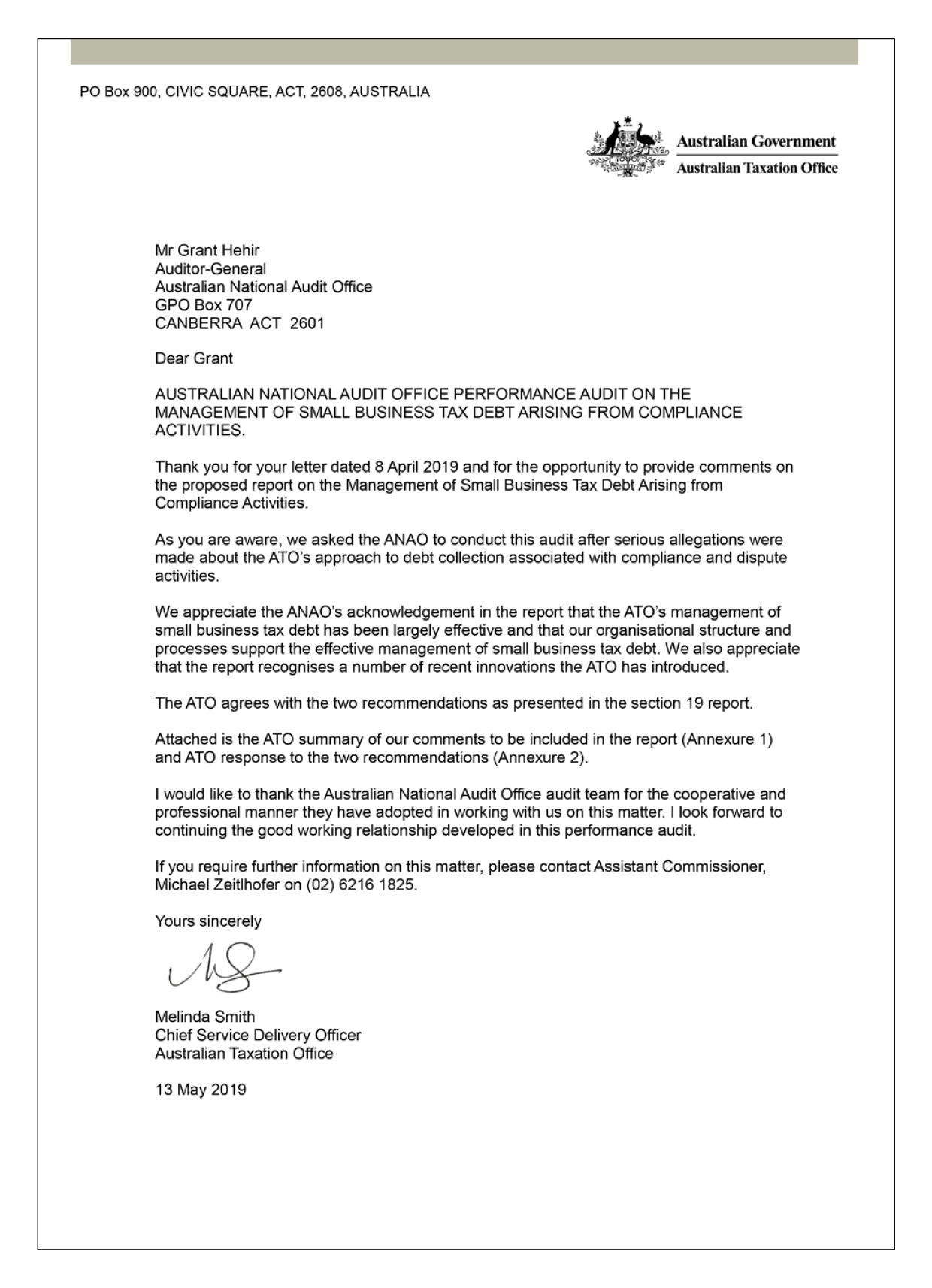ATO response letter ATO response letter