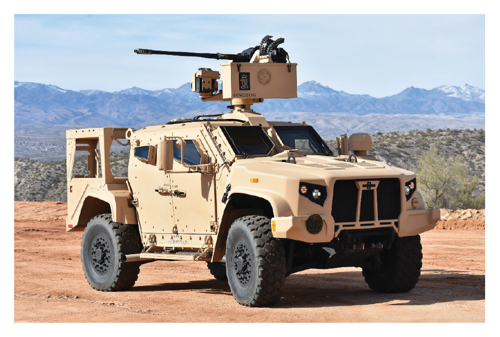 An image of the Oshkosh L-ATV (shown equipped with a Remote Weapon Station), selected as the United States Joint Light Tactical Vehicle in August 2015.