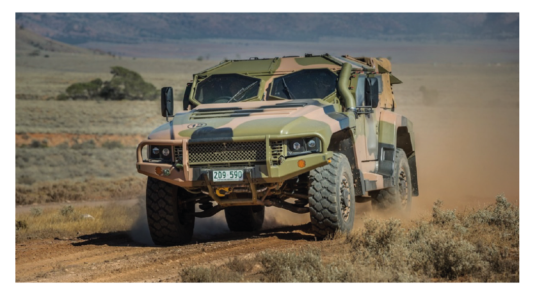 An image of the Thales Australia Hawkei, selected as the Australian Protected Mobility Vehicle–Light in August 2015.