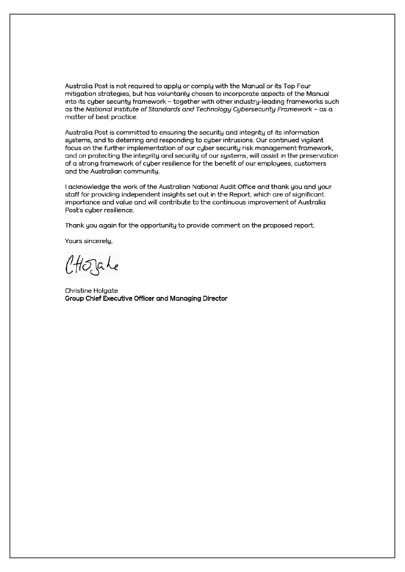 Australia Post response letter page 2 Australia Post response letter page 2