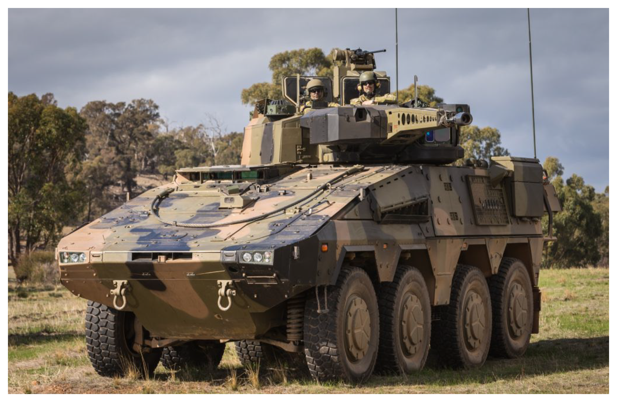 Image of a Rheinmetall Boxer Combat Reconnaissance Vehicle.