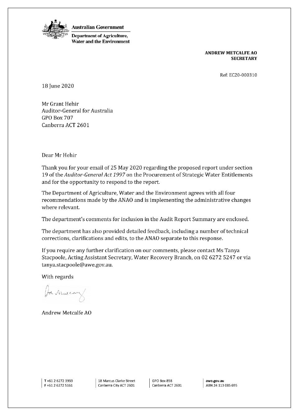 Response from entity