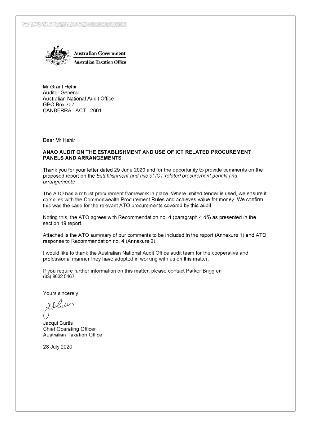 Entity response from the Australian Taxation Office