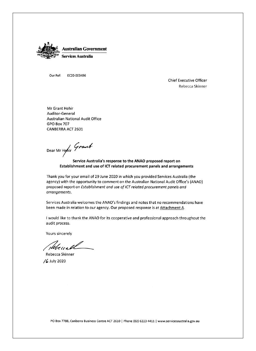Entity response from Services Australia