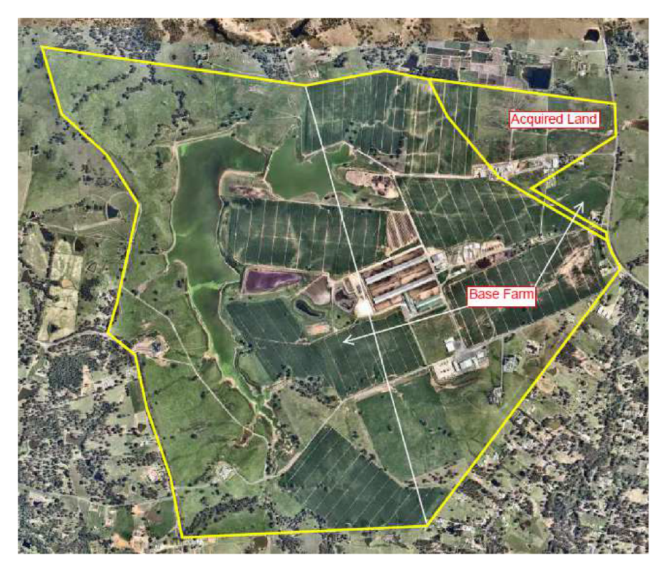 A map that shows the Leppington Triangle is severed from the rest of the Leppington Pastoral Company’s base farm by a strip of land compulsory acquired by the Australian Government in 1991.