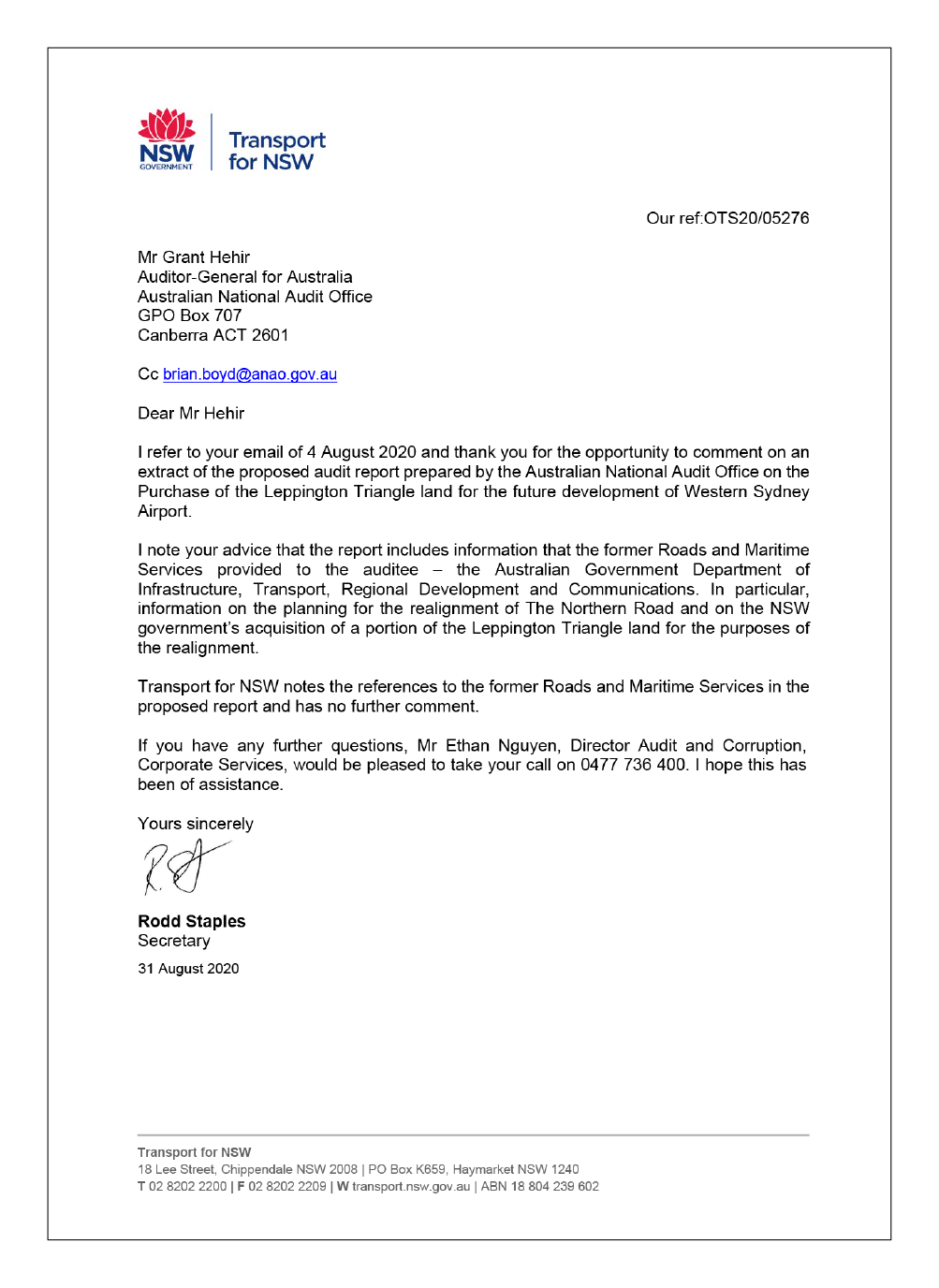 Entity response from Transport for NSW