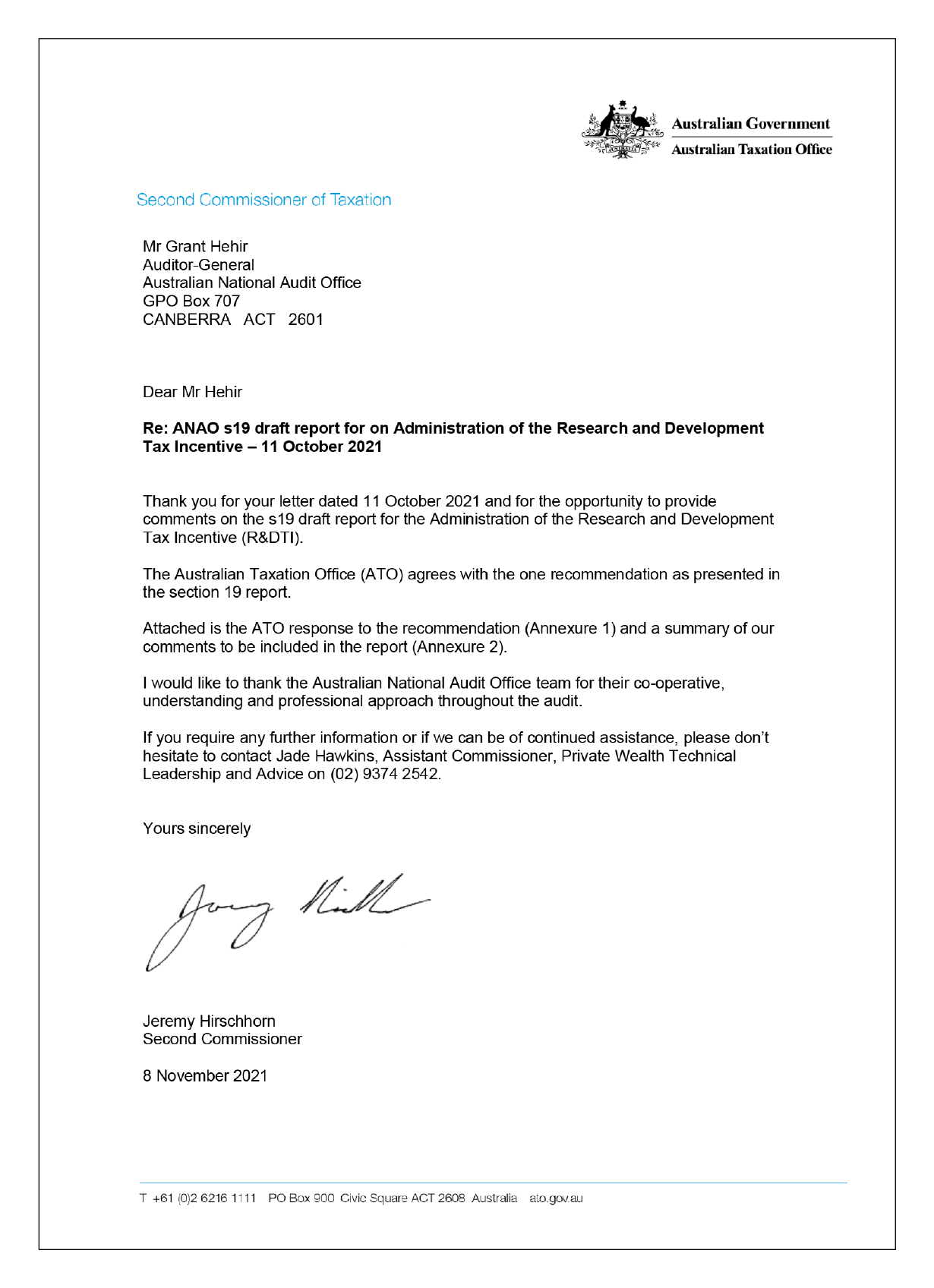 The response from Australian Taxation Office. You can find a summary of the response in the summary and recommendations chapter of this report. The response from Australian Taxation Office. You can find a summary of the response in the summary and recommendations chapter of this report.