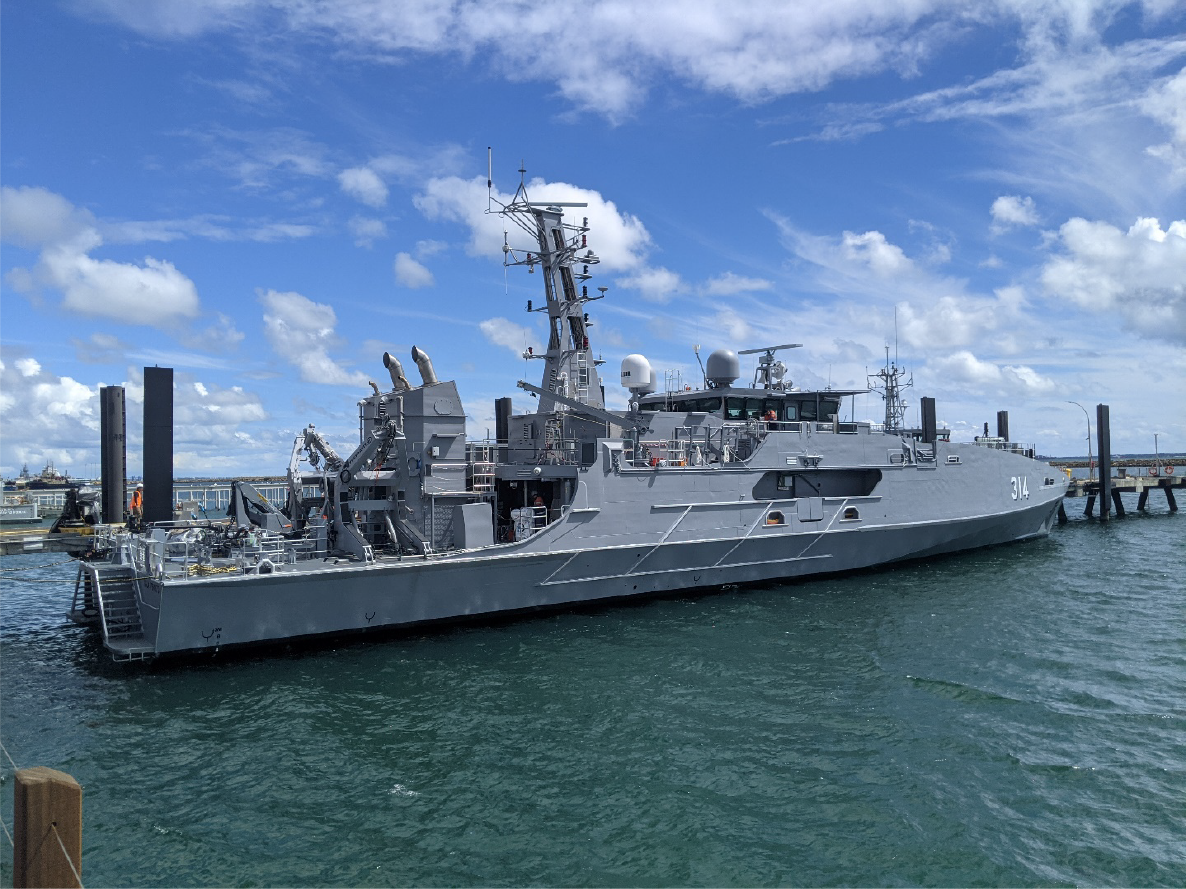 This figure is an image of an evolved Cape class patrol boat.