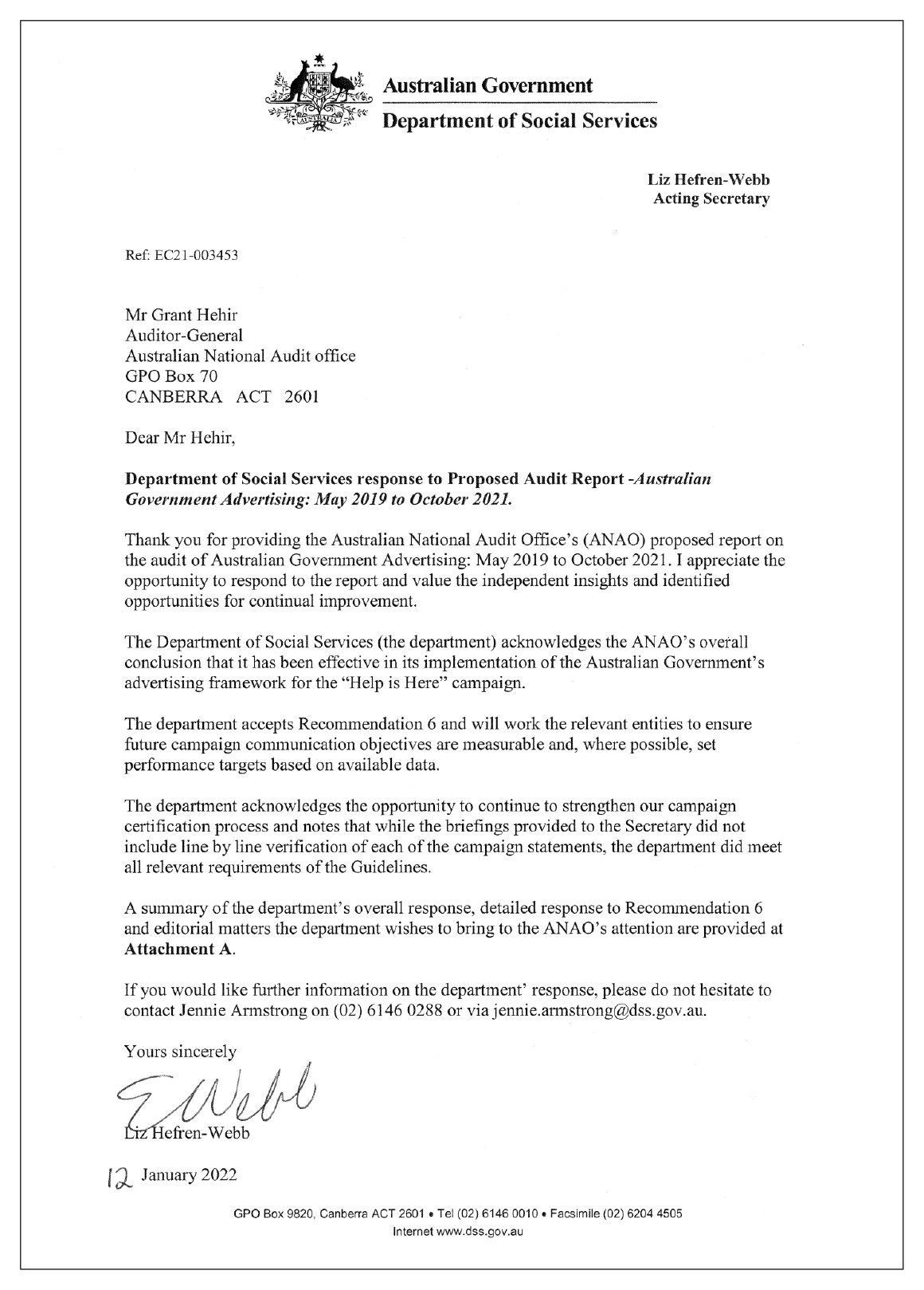 Response to the audit from the Department of Social Services. You can find a summary of the response in the summary and recommendations chapter of this report. Response to the audit from the Department of Social Services. You can find a summary of the response in the summary and recommendations chapter of this report.