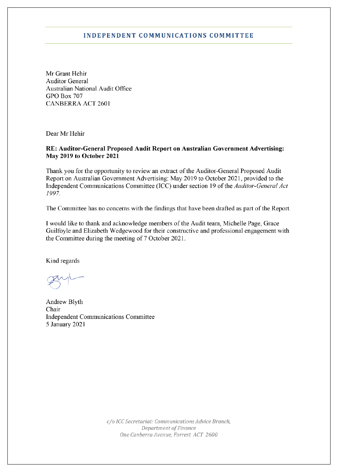 Response to the audit from the Independent Communications Committee. Response to the audit from the Independent Communications Committee.