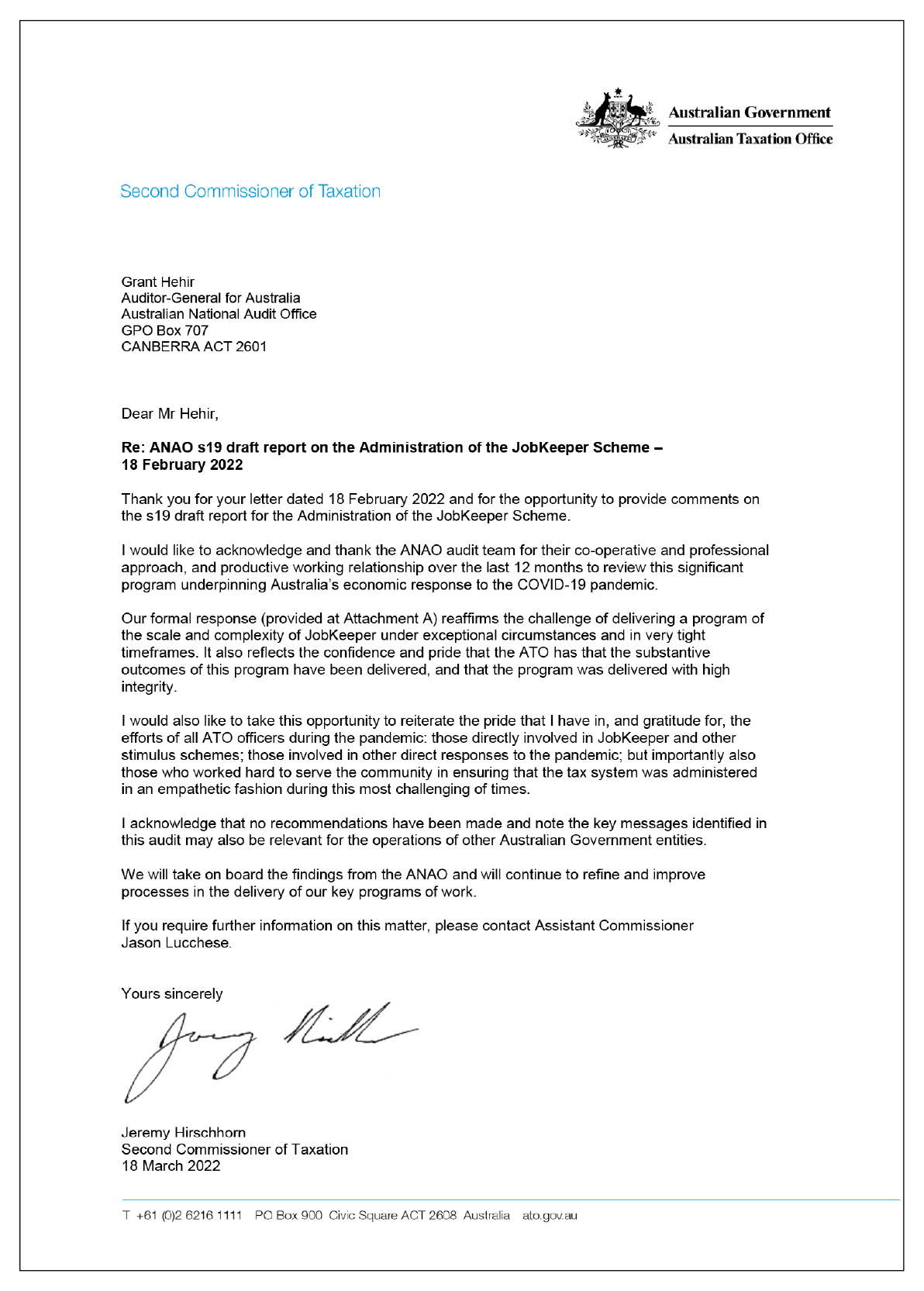 The response from the Australian Taxation Office. You can find a summary of the response in the summary and recommendations chapter of this report. The response from the Australian Taxation Office. You can find a summary of the response in the summary and recommendations chapter of this report.