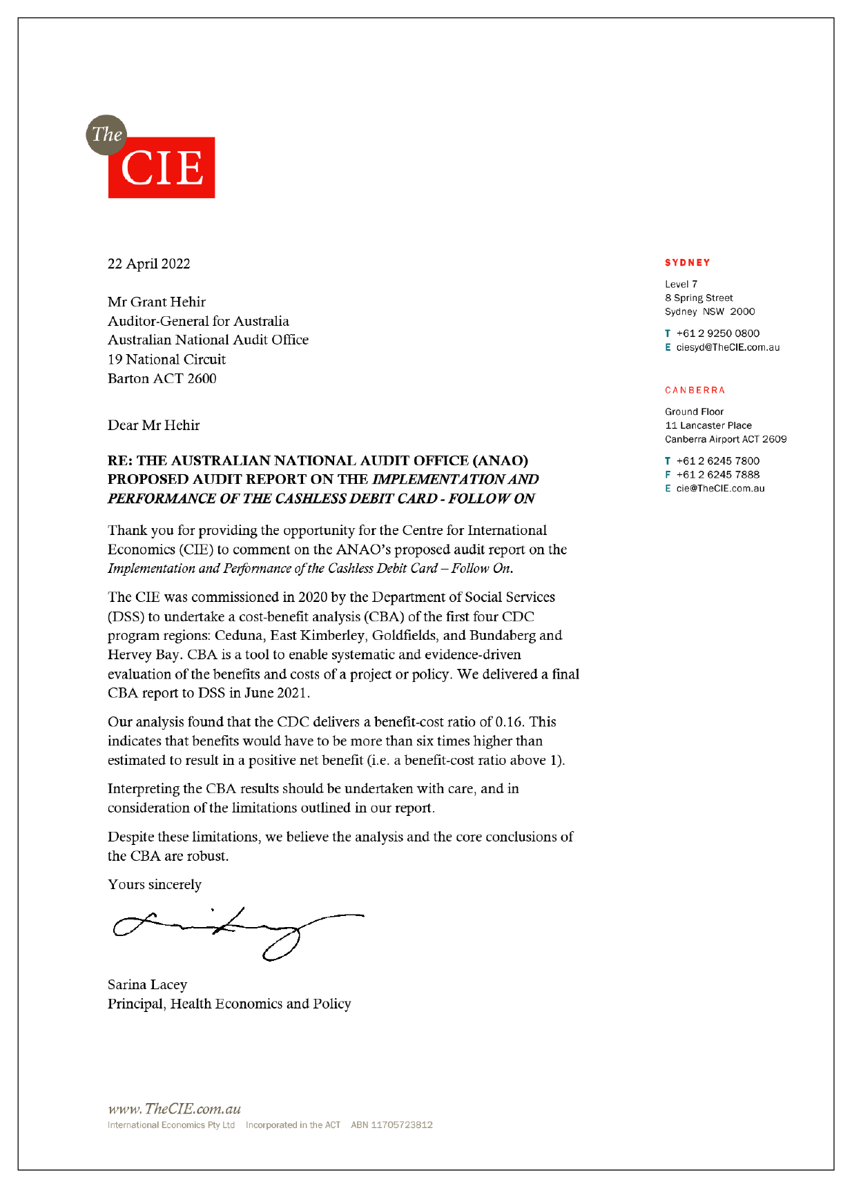 Response from the CIE. 