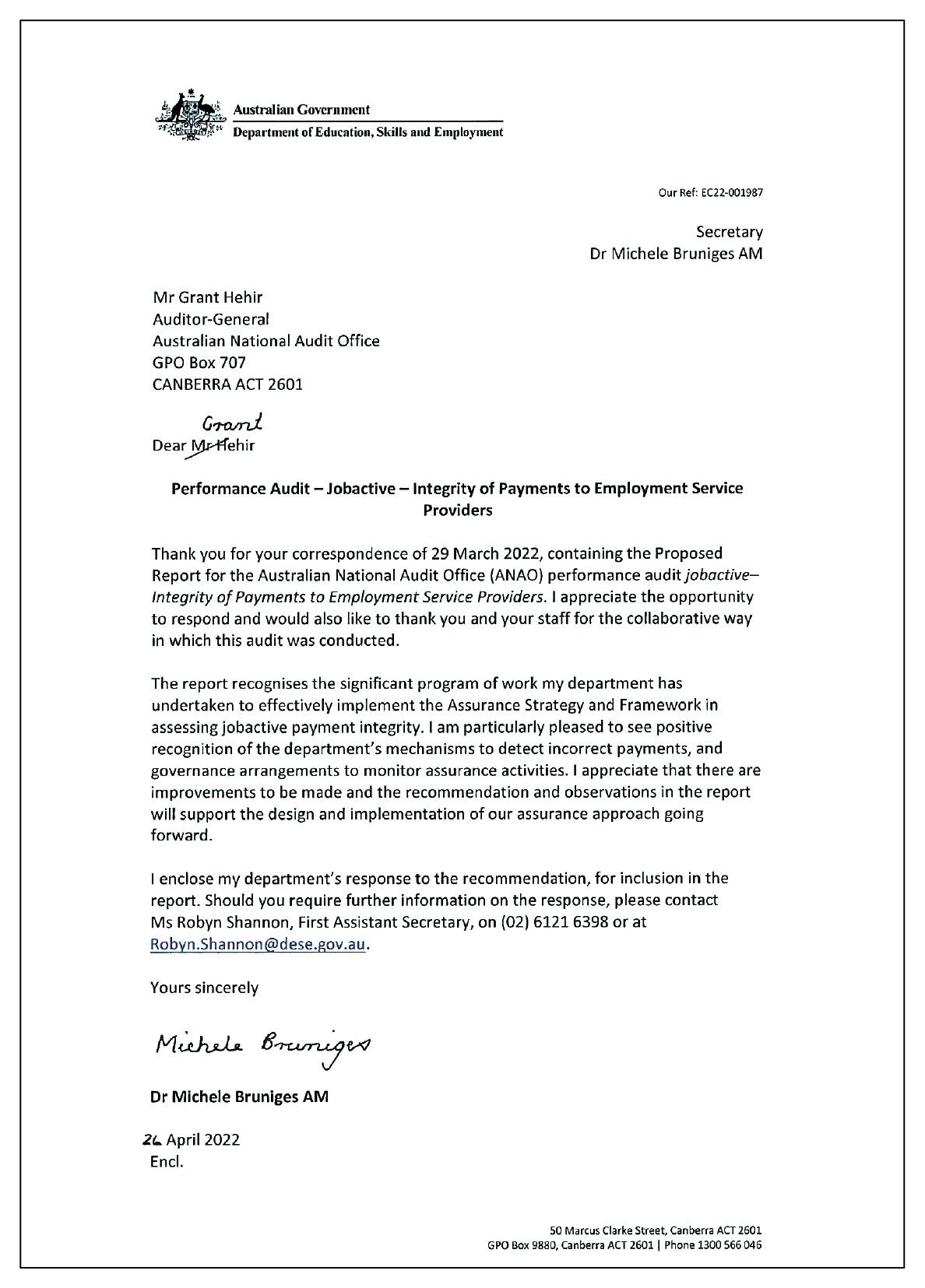 The response from the Department of Education, Skills and Employment. You can find a summary of the response in the summary and recommendations chapter of this report. The response from the Department of Education, Skills and Employment. You can find a summary of the response in the summary and recommendations chapter of this report.