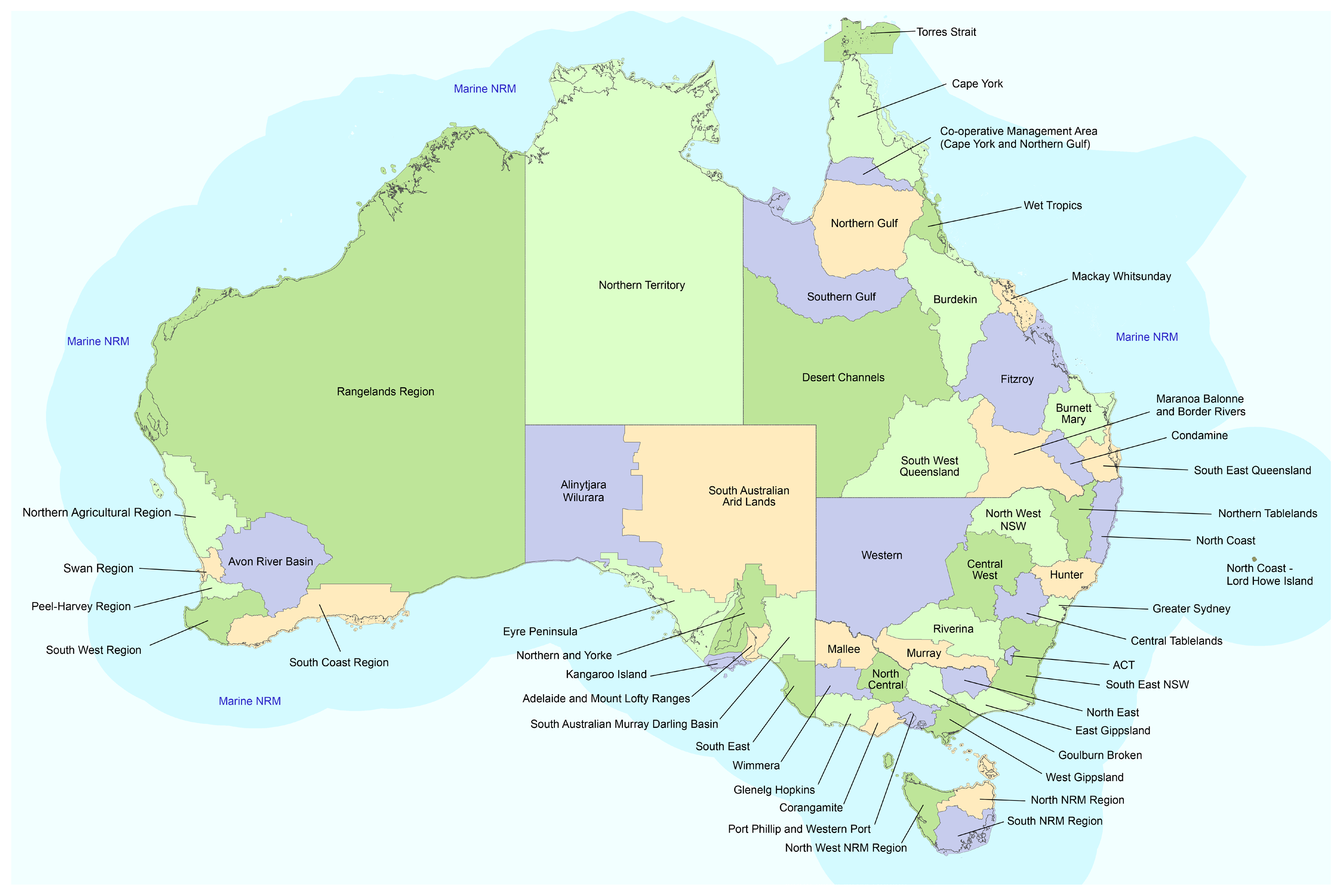 A map of National Resource Management regions in Australia. A map of National Resource Management regions in Australia.