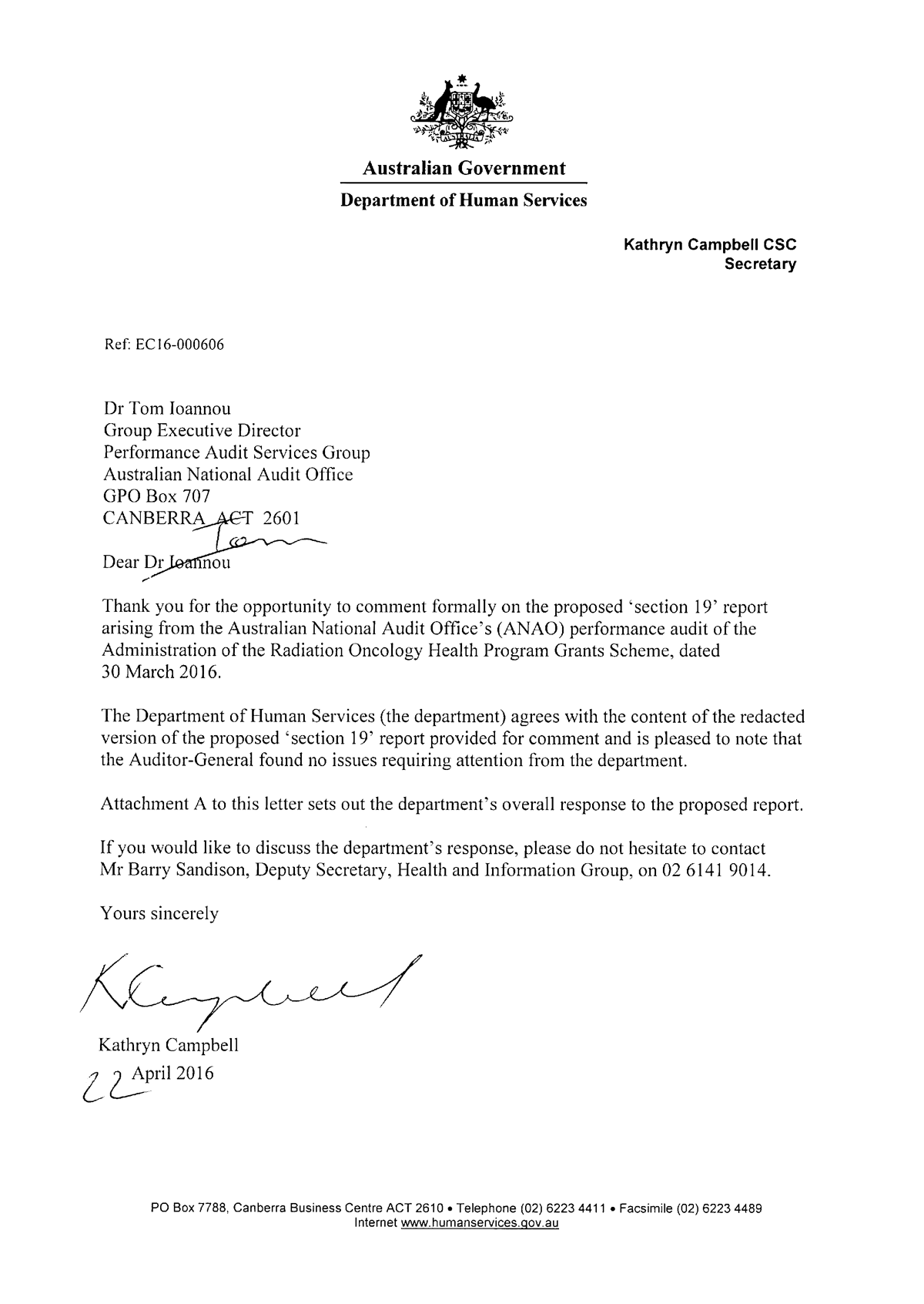 Human Services response Human Services response