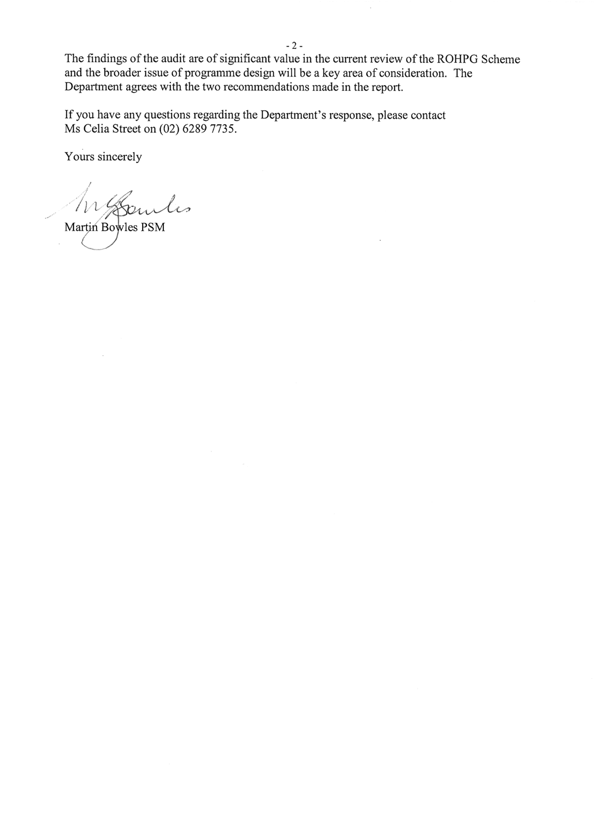 Health response letter Health response letter