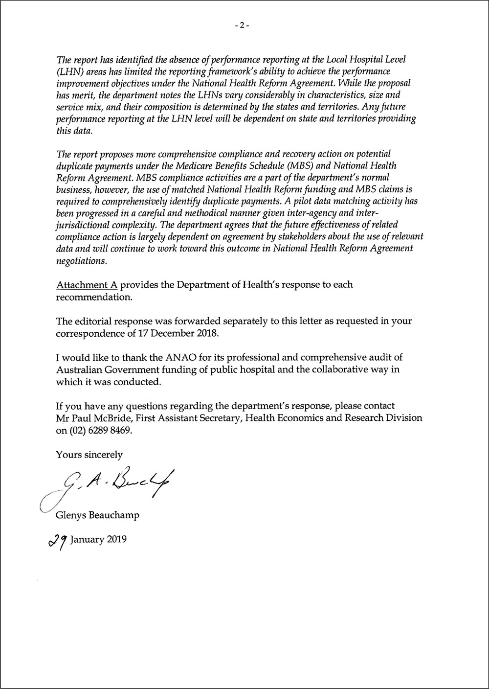 Department of Health response page 2 Department of Health response page 2