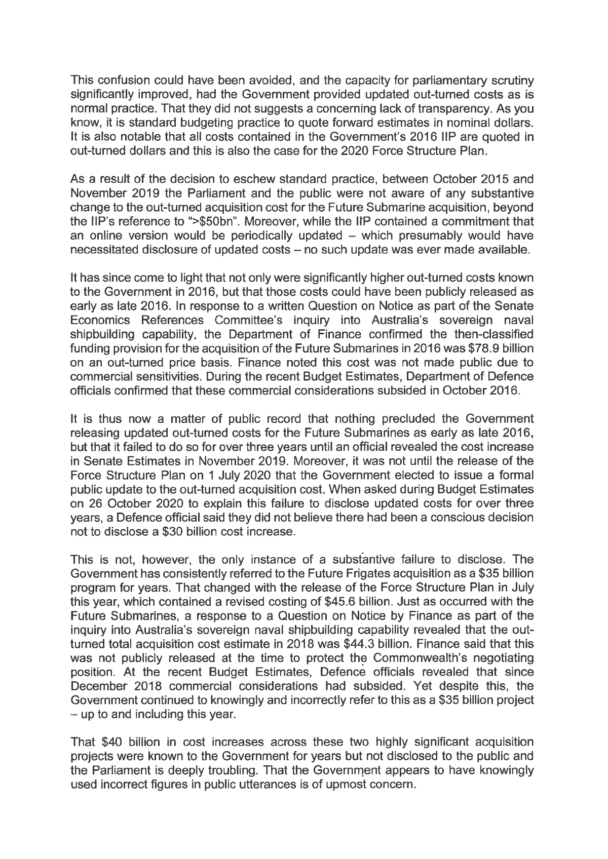 Page 2 of correspondence from the Hon Richard Marles MP. See transcript below for details. Page 2 of correspondence from the Hon Richard Marles MP. See transcript below for details.