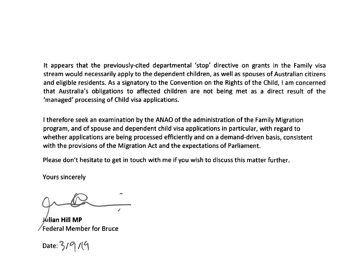 Request for audit from Mr Julian Hill MP (page 4) Request for audit from Mr Julian Hill MP (page 4)