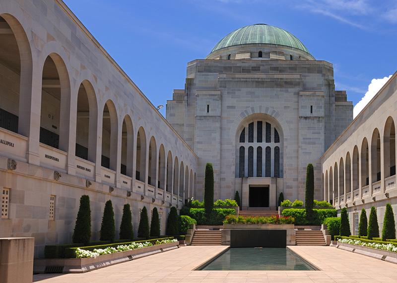 Image of the interior courtyard of the Australian War Memorial in Canberra, Australia