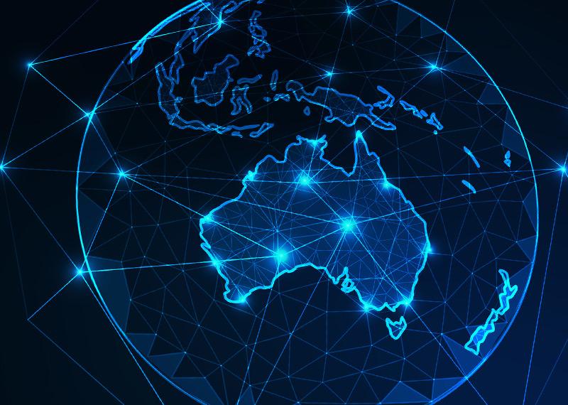 Illustration of the Australian continent in a network concept