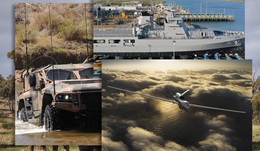 A collage that includes ground, sea and air vehicles. 